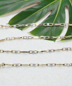 Cadena de oro amarillo y blanco 18 quilates, eslabón rectangular 60 cm – Joyería masculina premium - Imagen 4