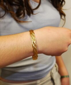 Pulsera hilo trenzado de oro amarillo 18k para mujer 20 cm – Elegancia clásica - Imagen 5