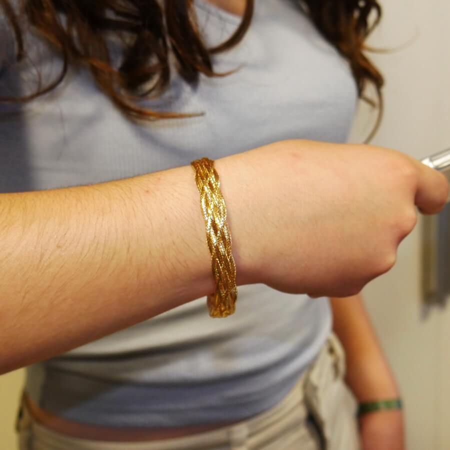 Pulsera hilo trenzado de oro amarillo 18k para mujer 20 cm – Elegancia clásica - Imagen 5