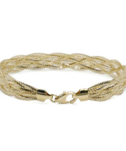 Pulsera hilo trenzado de oro amarillo 18k para mujer 20 cm – Elegancia clásica - Imagen 4