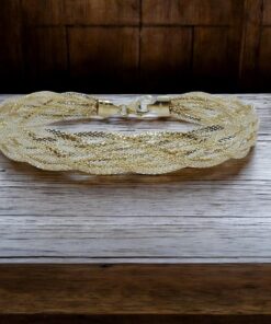 Pulsera hilo trenzado de oro amarillo 18k para mujer 20 cm – Elegancia clásica
