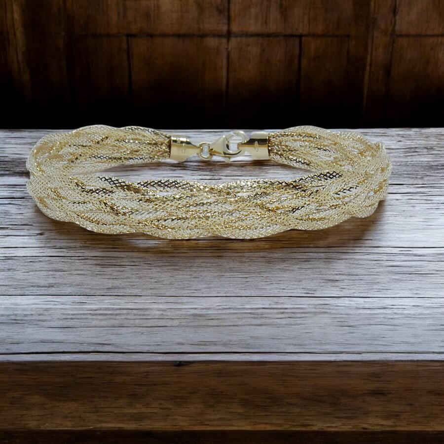 Pulsera hilo trenzado de oro amarillo 18k para mujer 20 cm – Elegancia clásica