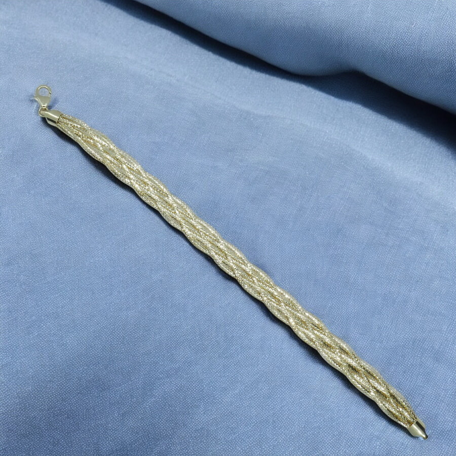 Pulsera hilo trenzado de oro amarillo 18k para mujer 20 cm – Elegancia clásica - Imagen 7
