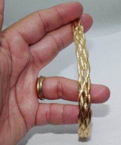 Pulsera hilo trenzado de oro amarillo 18k para mujer 20 cm – Elegancia clásica - Imagen 3