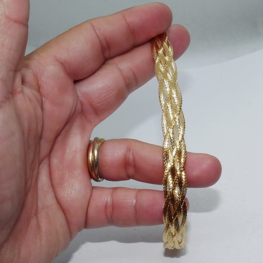 Pulsera hilo trenzado de oro amarillo 18k para mujer 20 cm – Elegancia clásica - Imagen 3