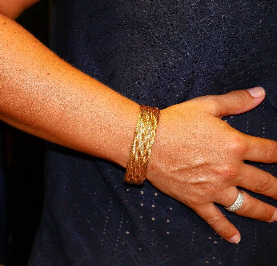 Pulsera de oro 18 quilates para mujer modelo trenzado 9 mallas elegante-Grande - Imagen 7