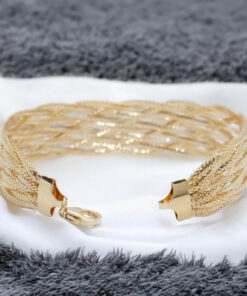 Pulsera de oro 18 quilates para mujer modelo trenzado 9 mallas elegante-Grande - Imagen 5
