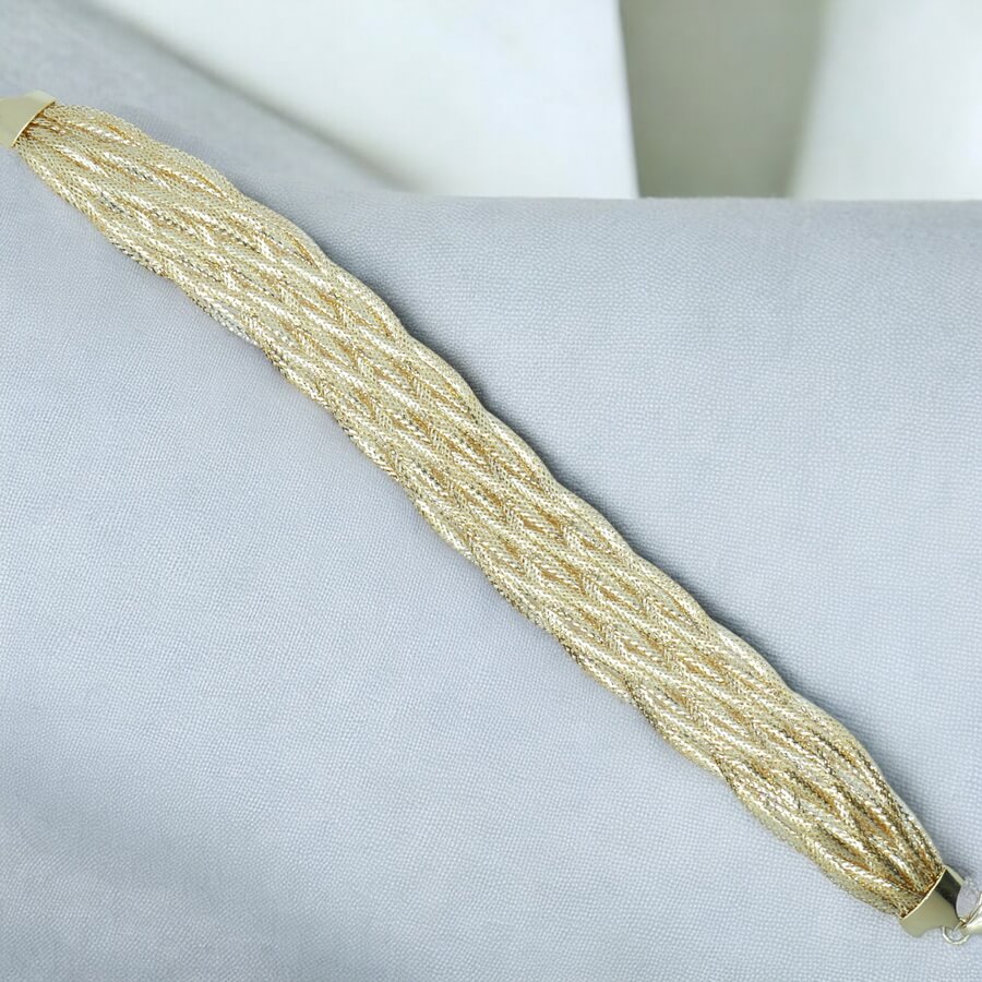 Pulsera de oro 18 quilates para mujer modelo trenzado 9 mallas elegante-Grande - Imagen 8