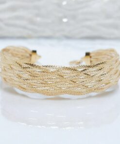 Pulsera de oro 18 quilates para mujer modelo trenzado 9 mallas elegante-Grande