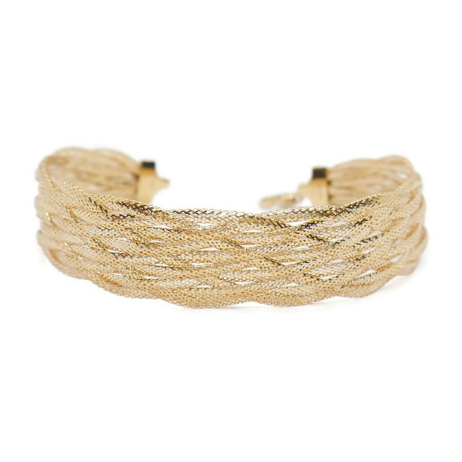 Pulsera de oro 18 quilates para mujer modelo trenzado 9 mallas elegante-Grande - Imagen 4