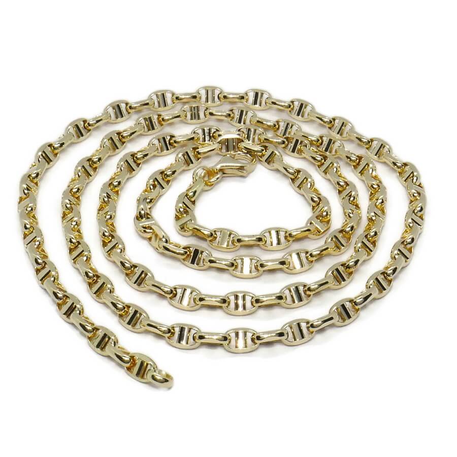 Cadena clásica de oro amarillo 18k 60 cm para colgantes y cruces – Diseño ancla cruzada
