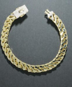 Pulsera Masculina de Oro de 18 Quilates 9 mm con Circonitas y Diseño Articulado - Imagen 5