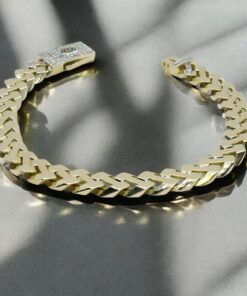 Pulsera Masculina de Oro de 18 Quilates 9 mm con Circonitas y Diseño Articulado - Imagen 4