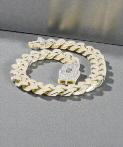 Pulsera Masculina de Oro de 18 Quilates 9 mm con Circonitas y Diseño Articulado - Imagen 6