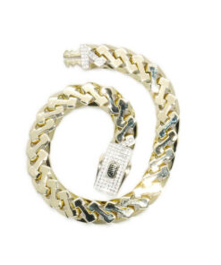 Pulsera Masculina de Oro de 18 Quilates 9 mm con Circonitas y Diseño Articulado - Imagen 7
