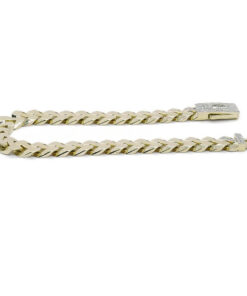 Pulsera Masculina de Oro de 18 Quilates 9 mm con Circonitas y Diseño Articulado - Imagen 8