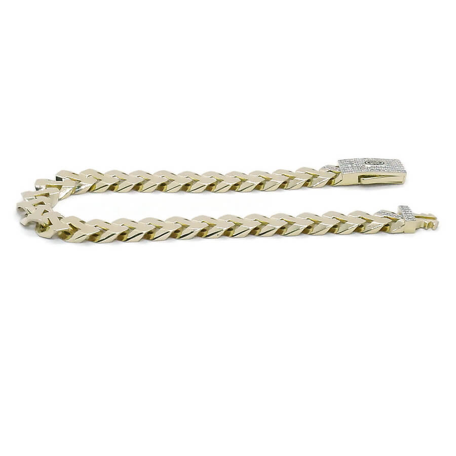 Pulsera Masculina de Oro de 18 Quilates 9 mm con Circonitas y Diseño Articulado - Imagen 8