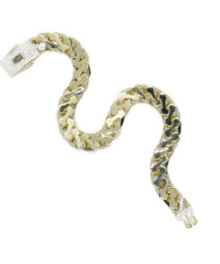 Pulsera Masculina de Oro de 18 Quilates 9 mm con Circonitas y Diseño Articulado - Imagen 9