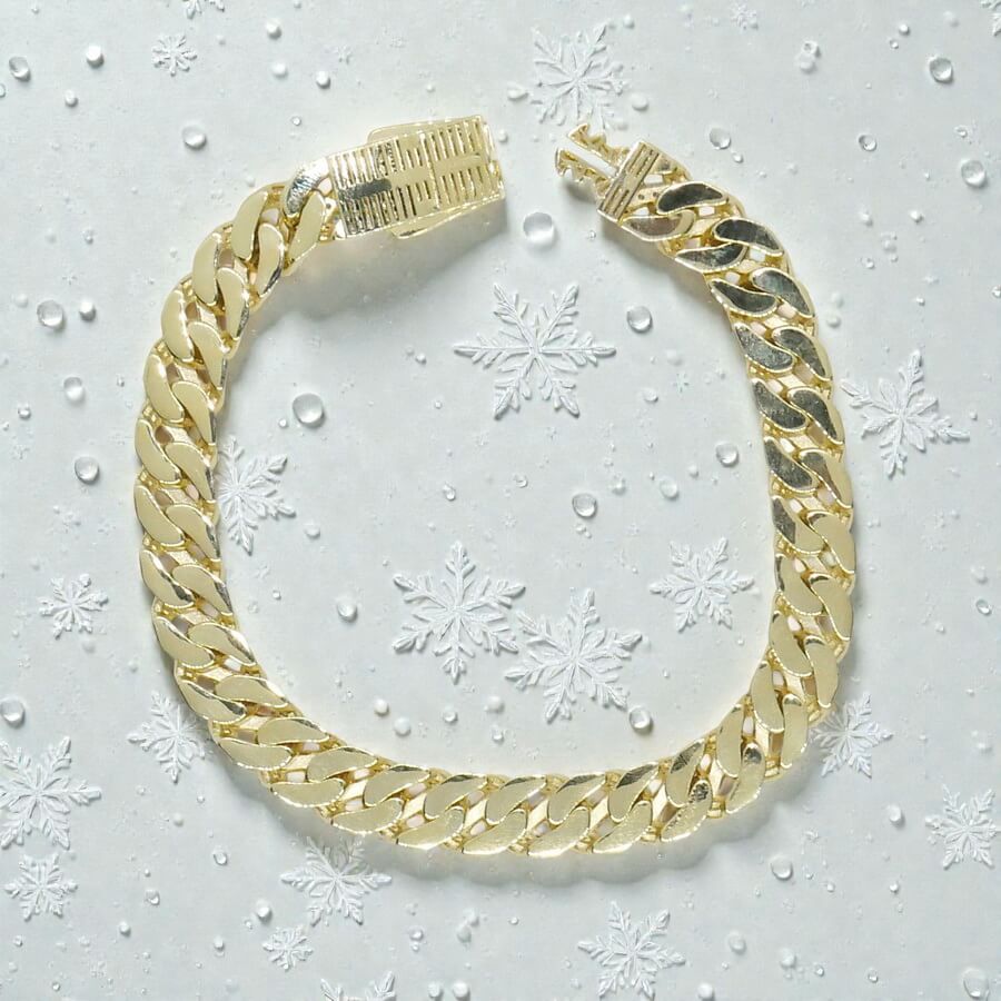 Pulsera Masculina de Oro de 18 Quilates 9 mm con Circonitas y Diseño Articulado - Imagen 11