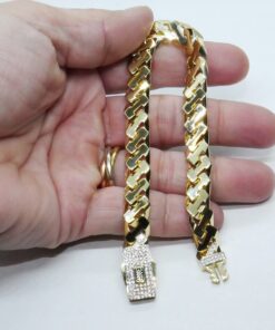 Pulsera Masculina de Oro de 18 Quilates 9 mm con Circonitas y Diseño Articulado - Imagen 3