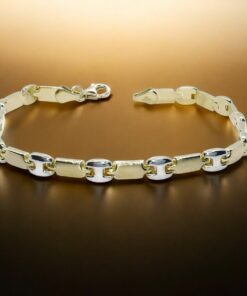 Pulsera bicolor de oro de 18k para mujer, calabrote en oro blanco y cierre mosquetón - Imagen 4
