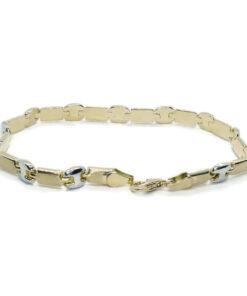 Pulsera bicolor de oro de 18k para mujer, calabrote en oro blanco y cierre mosquetón - Imagen 6