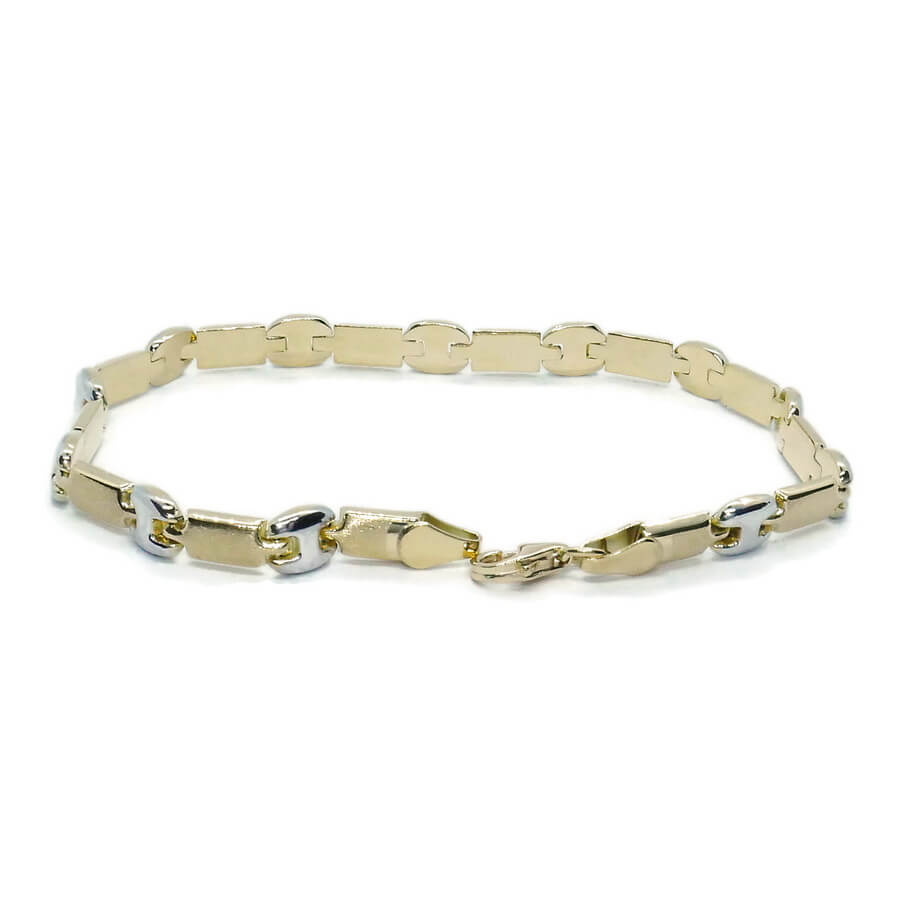 Pulsera bicolor de oro de 18k para mujer, calabrote en oro blanco y cierre mosquetón - Imagen 6