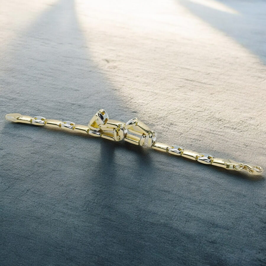 Pulsera bicolor de oro de 18k para mujer, calabrote en oro blanco y cierre mosquetón - Imagen 8