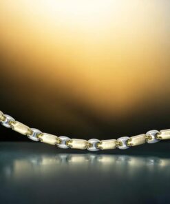 Pulsera bicolor de oro de 18k para mujer, calabrote en oro blanco y cierre mosquetón - Imagen 9