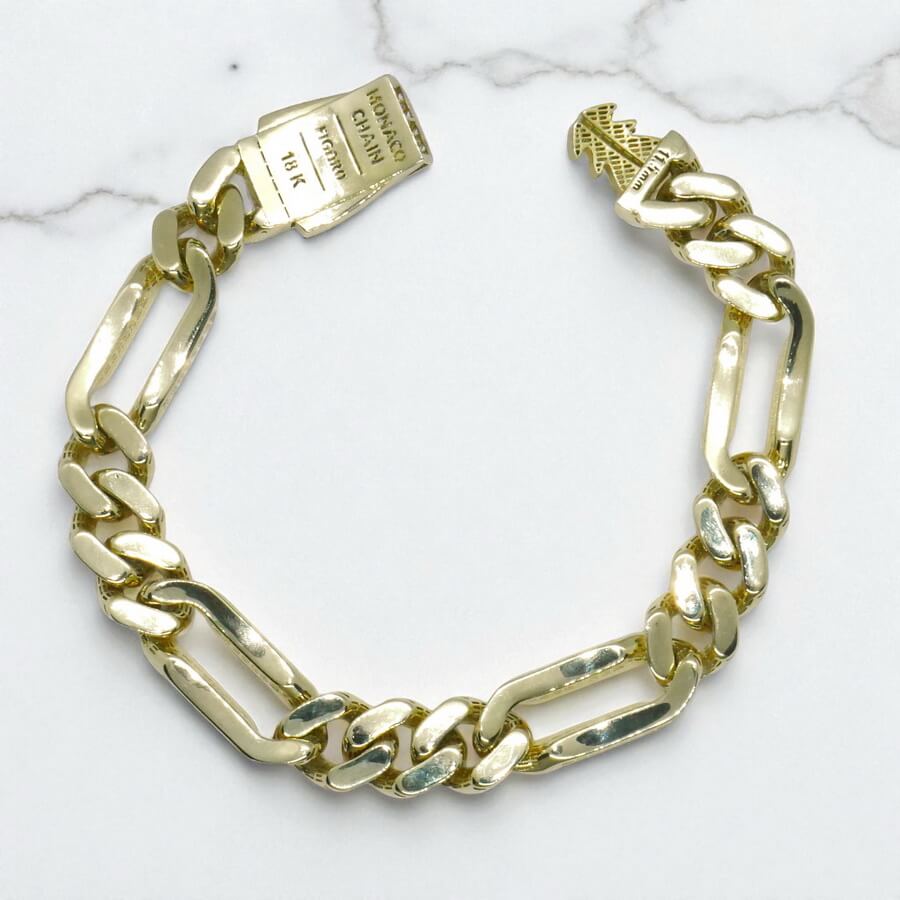 Impresionante pulsera para hombre de oro amarillo de 18k de 21.00 cm de larga y 1.10 cm de ancha, modelo 3x1 , cierre mónaco. 20.70 gr de oro de 18k - Imagen 4