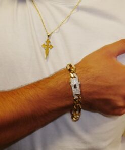 Impresionante pulsera para hombre de oro amarillo de 18k de 21.00 cm de larga y 1.10 cm de ancha, modelo 3x1 , cierre mónaco. 20.70 gr de oro de 18k - Imagen 6