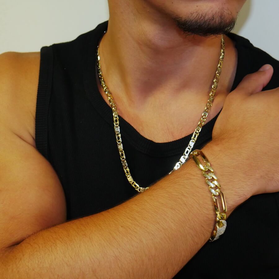 Impresionante pulsera para hombre de oro amarillo de 18k de 21.00 cm de larga y 1.10 cm de ancha, modelo 3x1 , cierre mónaco. 20.70 gr de oro de 18k - Imagen 3