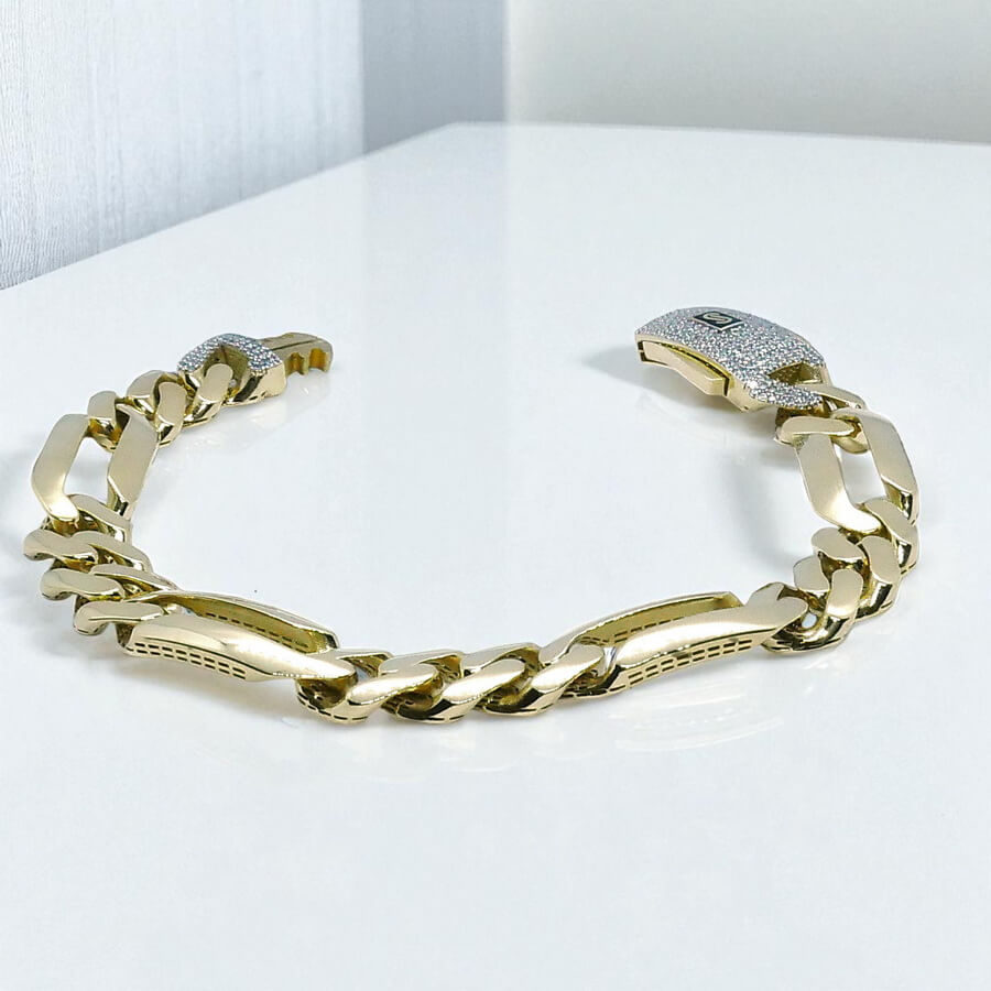 Impresionante pulsera para hombre de oro amarillo de 18k de 21.00 cm de larga y 1.10 cm de ancha, modelo 3x1 , cierre mónaco. 20.70 gr de oro de 18k - Imagen 12