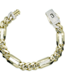 Impresionante pulsera para hombre de oro amarillo de 18k de 21.00 cm de larga y 1.10 cm de ancha, modelo 3x1 , cierre mónaco. 20.70 gr de oro de 18k