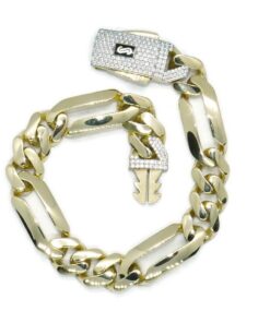 Impresionante pulsera para hombre de oro amarillo de 18k de 21.00 cm de larga y 1.10 cm de ancha, modelo 3x1 , cierre mónaco. 20.70 gr de oro de 18k - Imagen 5