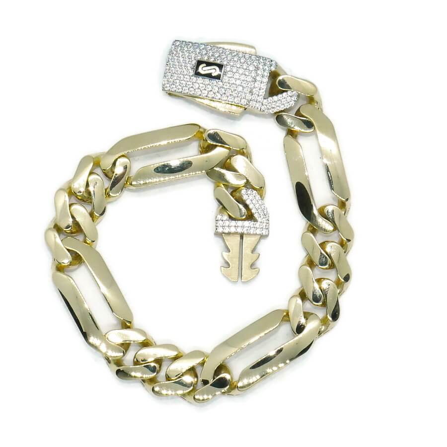 Impresionante pulsera para hombre de oro amarillo de 18k de 21.00 cm de larga y 1.10 cm de ancha, modelo 3x1 , cierre mónaco. 20.70 gr de oro de 18k - Imagen 5