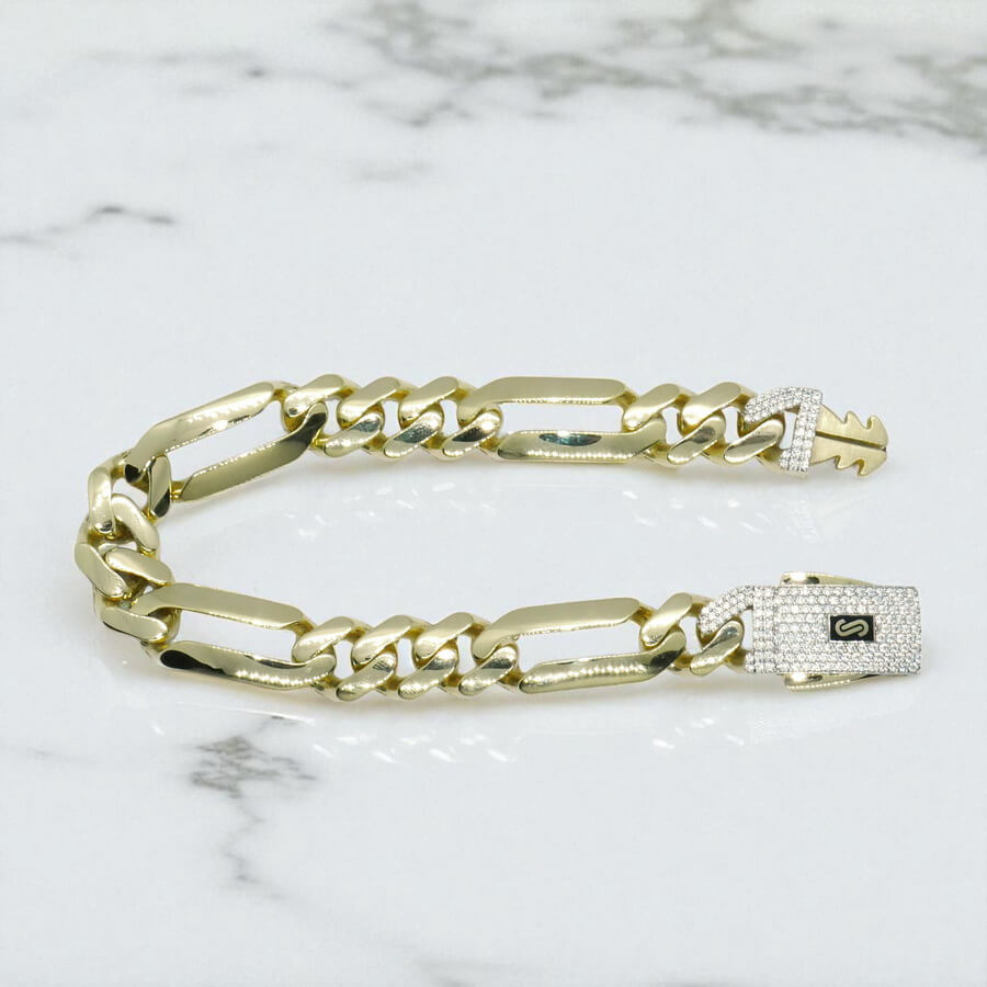 Impresionante pulsera para hombre de oro amarillo de 18k de 21.00 cm de larga y 1.10 cm de ancha, modelo 3x1 , cierre mónaco. 20.70 gr de oro de 18k - Imagen 7