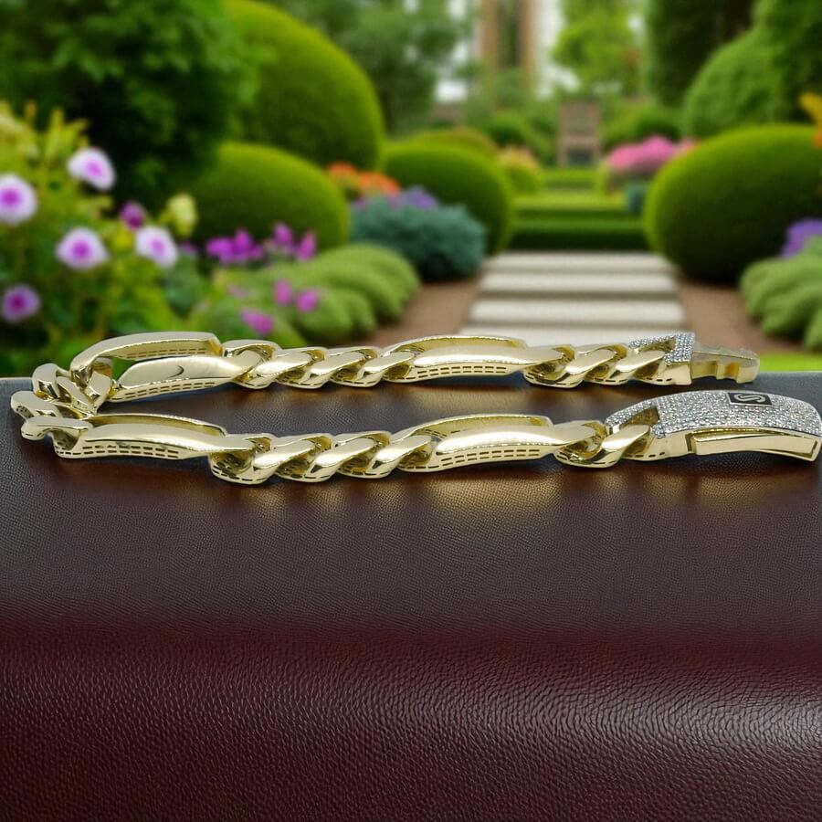 Impresionante pulsera para hombre de oro amarillo de 18k de 21.00 cm de larga y 1.10 cm de ancha, modelo 3x1 , cierre mónaco. 20.70 gr de oro de 18k - Imagen 8