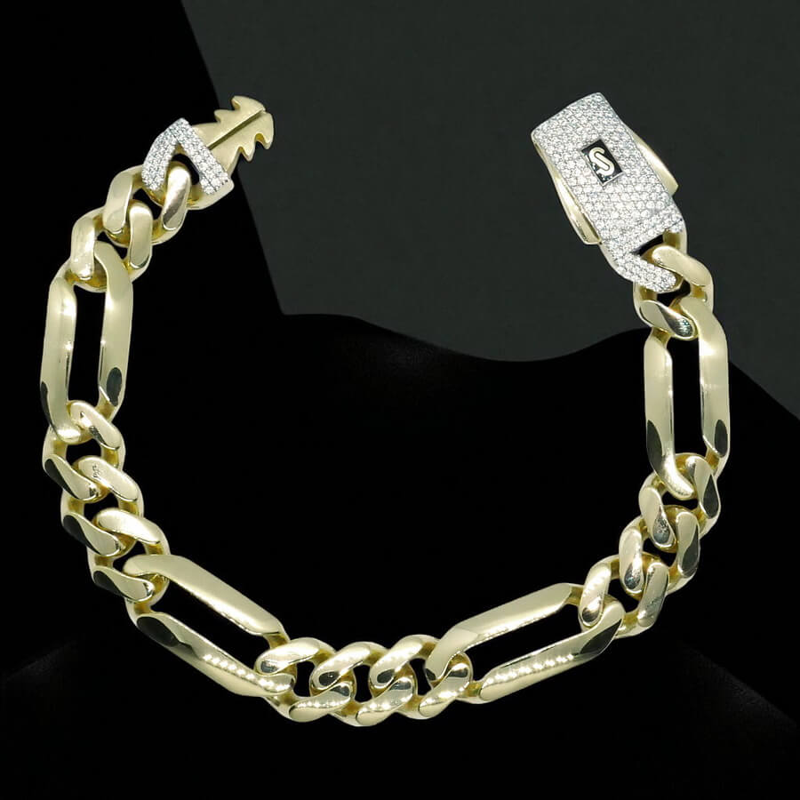 Impresionante pulsera para hombre de oro amarillo de 18k de 21.00 cm de larga y 1.10 cm de ancha, modelo 3x1 , cierre mónaco. 20.70 gr de oro de 18k - Imagen 11