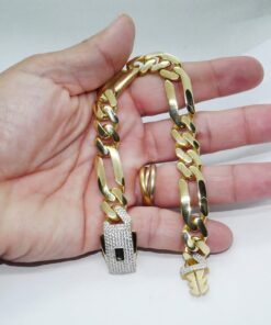 Alternative view of Impresionante pulsera para hombre de oro amarillo de 18k de 21.00 cm de larga y 1.10 cm de ancha, modelo 3x1 , cierre mónaco. 20.70 gr de oro de 18k