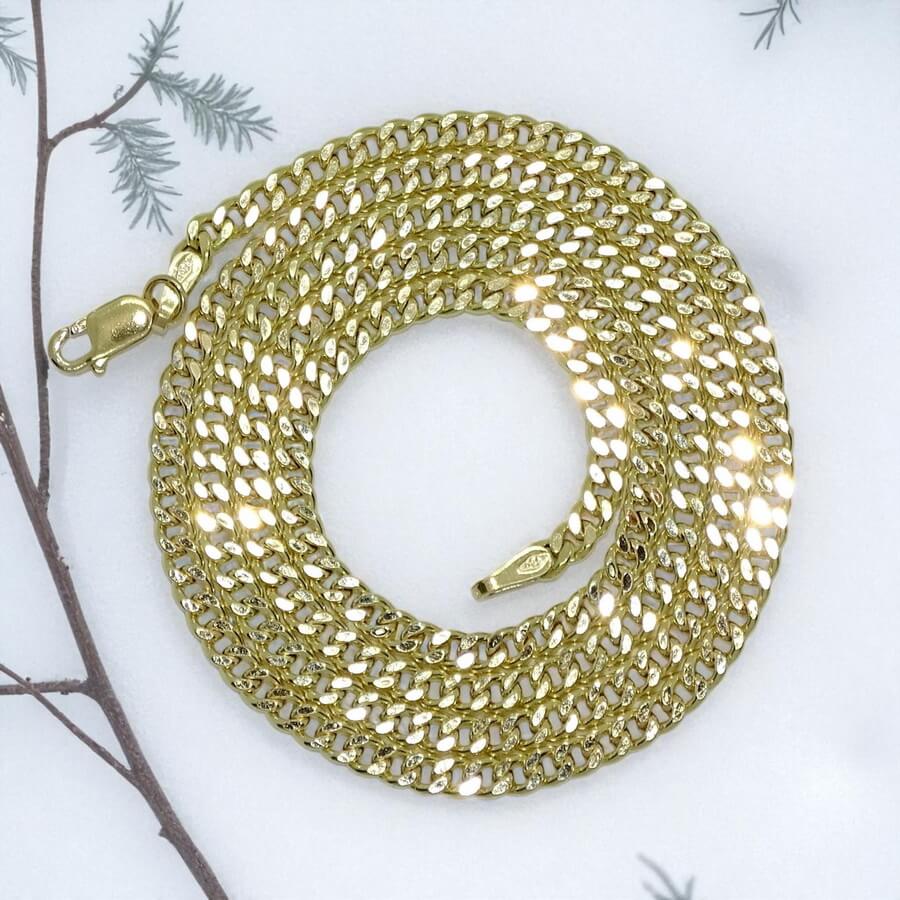 Elegante Cadena Barbada de Oro 18K para Hombre 60 cm x 3 mm – Cadena Oro Amarillo 18 Quilates Clásica