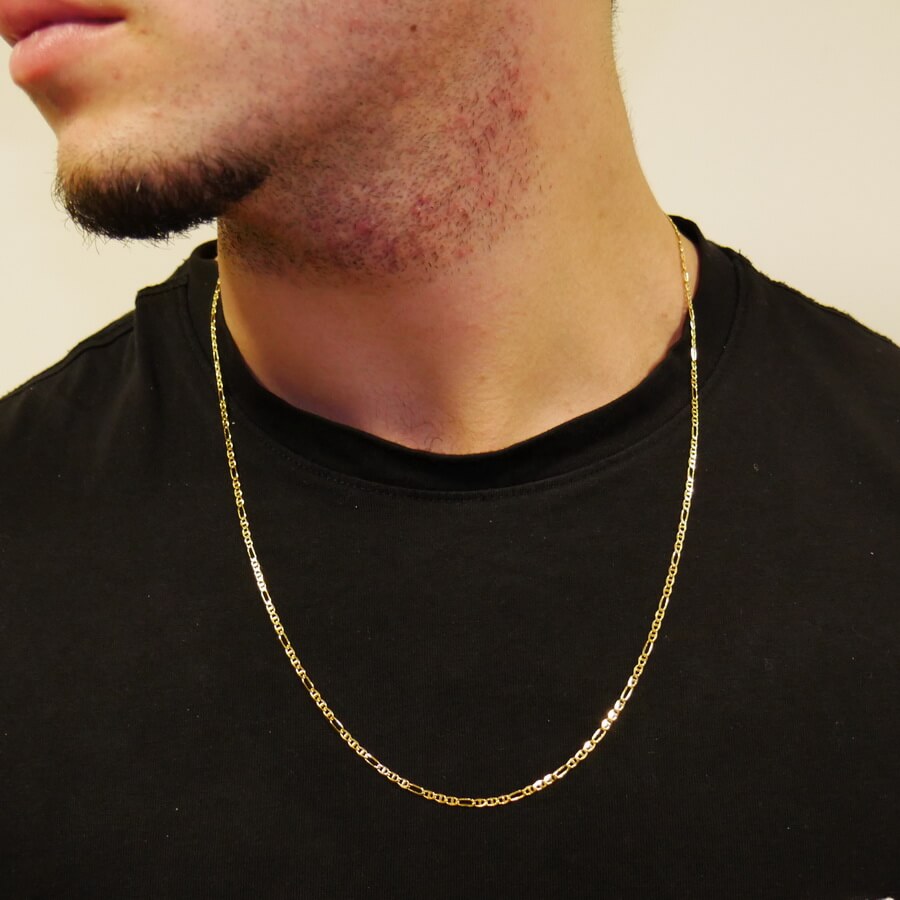 Cadena de Oro 18K Ancla 3x1 para Hombre 60 cm x 2 mm – Cadena Oro Amarillo 18 Quilates Elegante - Imagen 2
