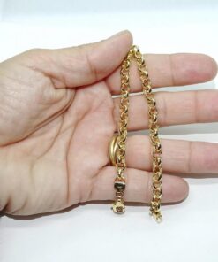 Pulsera de Oro 18k para Mujer Modelo Rolo 5,5 mm – Cadena Elegante de 19 cm en Oro Amarillo - Imagen 3