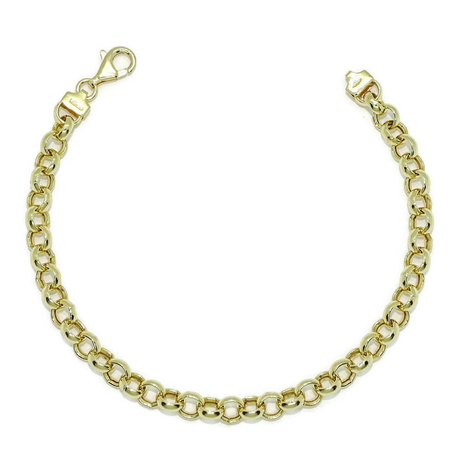 Pulsera de Oro 18k para Mujer Modelo Rolo 5,5 mm – Cadena Elegante de 19 cm en Oro Amarillo