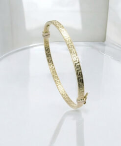 Pulsera de Oro 18K Greca Rígida 56 mm (17,6 cm Interior) – Pulsera Oro Amarillo Elegante 4,45 g