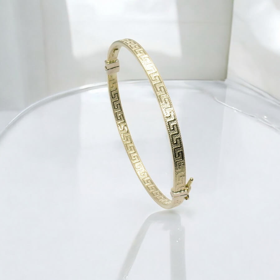 Pulsera de Oro 18K Greca Rígida 56 mm (17,6 cm Interior) – Pulsera Oro Amarillo Elegante 4,45 g