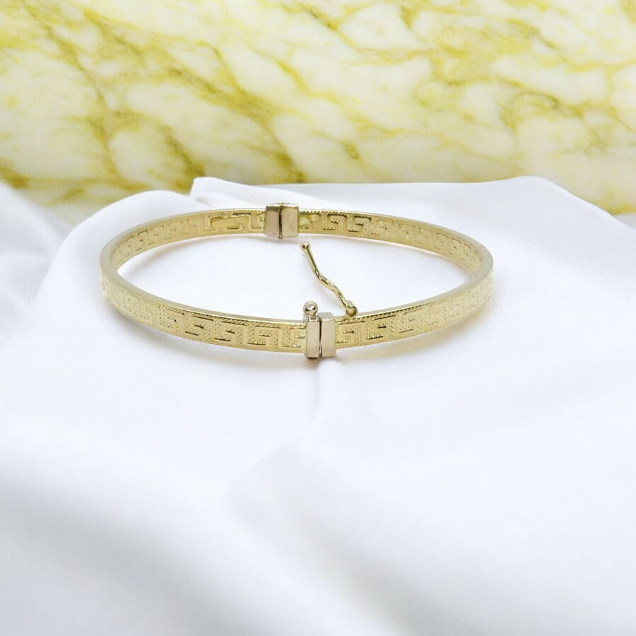 Pulsera de Oro 18K Greca Rígida 56 mm (17,6 cm Interior) – Pulsera Oro Amarillo Elegante 4,45 g - Imagen 3