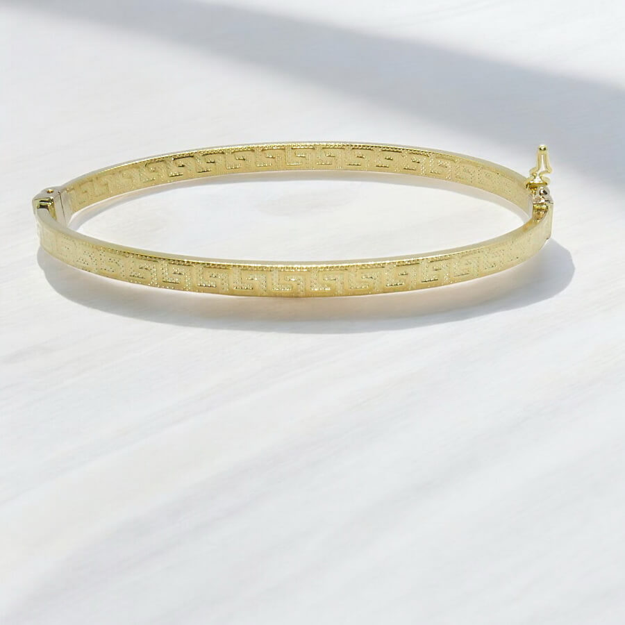Pulsera de Oro 18K Greca Rígida 56 mm (17,6 cm Interior) – Pulsera Oro Amarillo Elegante 4,45 g - Imagen 6