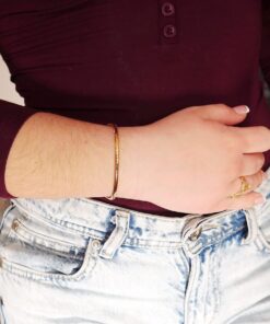 Pulsera semirrígida elástica de oro de 18k – 2,80 g | Medida interior 62 mm | Cierre mosquetón - Imagen 6