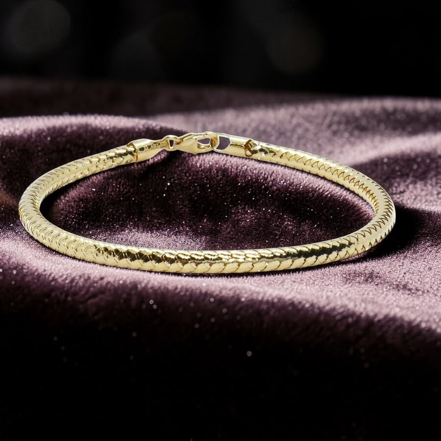 Pulsera semirrígida elástica de oro de 18k – 2,80 g | Medida interior 62 mm | Cierre mosquetón - Imagen 7